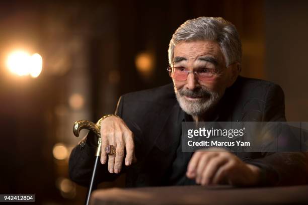 Actor Burt Reynolds is photographed for Los Angeles Times on March 21, 2018 in Beverly Hills, California. PUBLISHED IMAGE. CREDIT MUST READ: Marcus...