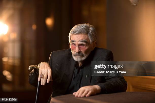 Actor Burt Reynolds is photographed for Los Angeles Times on March 21, 2018 in Beverly Hills, California. PUBLISHED IMAGE. CREDIT MUST READ: Marcus...