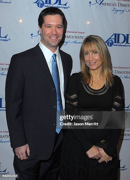 DreamWorks Animation Chief Operating Officer Jeff Small and DreamWorks Animation Chief Executive Stacey Snider arrive at the ADL Los Angeles Dinner...