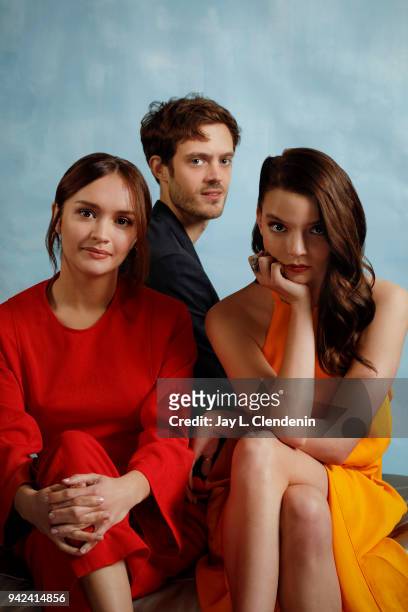 Actresses Olivia Cooke, Anya Taylor-Joy and director Cory Finley are photographed for Los Angeles Times on March 1, 2018 in West Hollywood,...