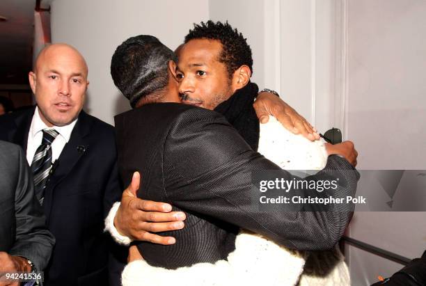 Singer Marlon Jackson and actor Marlon Wayans attend the A&E launch of "The Jacksons: A Family Dynasty" premiering Sunday, December 13, 2009 at...