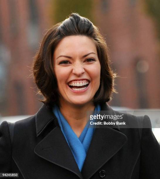 Alana de la Garza on location for "Law & Order" on the streets of Manhattan on December 9, 2009 in New York City.