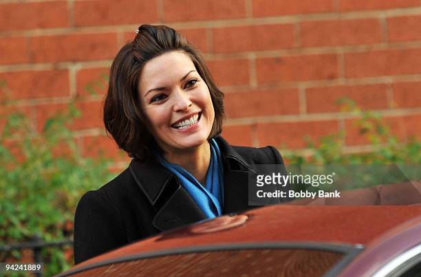 Alana de la Garza on location for "Law & Order" on the streets of Manhattan on December 9, 2009 in New York City.