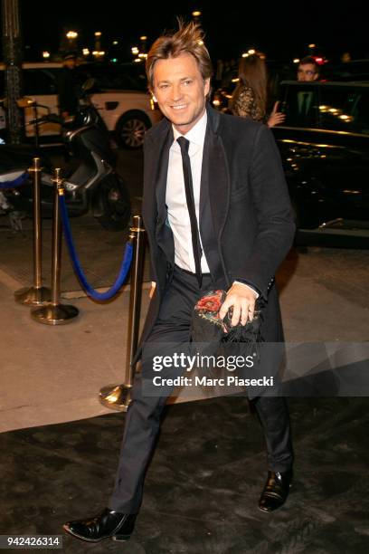 Journalist Laurent Delahousse arrives to attend the 'Madame Figaro' dinner at Automobile Club de France on April 5, 2018 in Paris, France.