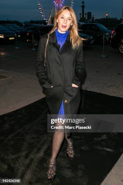 Actress Ludivine Sagnier arrives to attend the 'Madame Figaro' dinner at Automobile Club de France on April 5, 2018 in Paris, France.