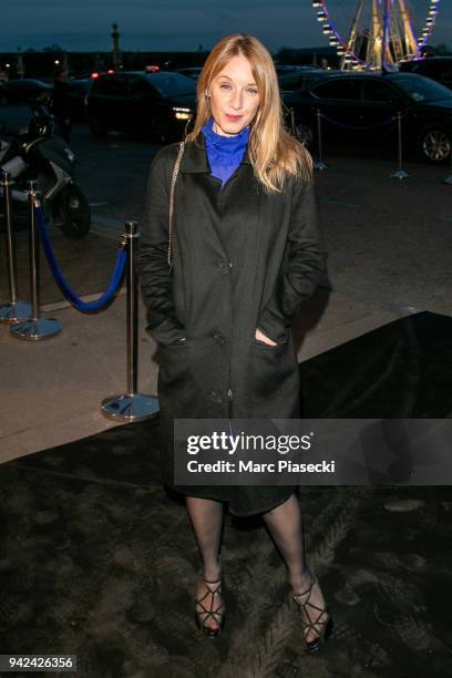 Actress Ludivine Sagnier arrives to attend the 'Madame Figaro' dinner at Automobile Club de France on April 5, 2018 in Paris, France.