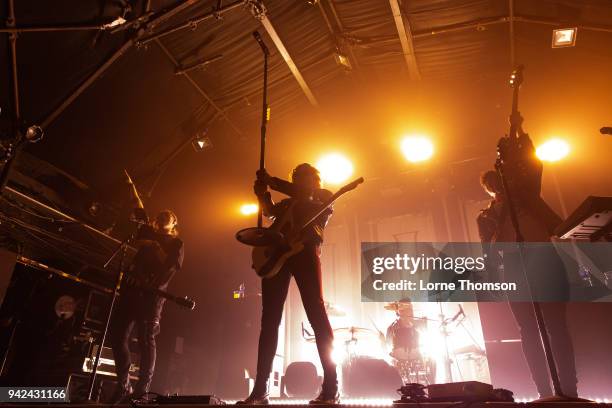 Michael Clifford, Ashton Irwin, Luke Hemmings and Calum Hood of 5 Seconds Of Summer perform at Heaven on April 5, 2018 in London, England.