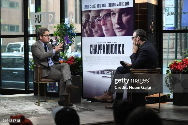 Actor Jason Clarke and Ricky Camilleri visit Build Series to discuss "Chappaquiddick" at Build Studio on April 5, 2018 in New York City.