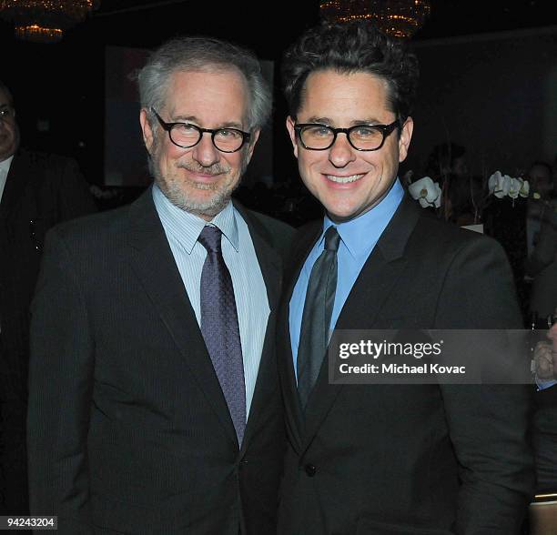 Directors Steven Spielberg and JJ Abrams attend the ADL Los Angeles Dinner Honoring Steven Spielberg at The Beverly Hilton Hotel on December 9, 2009...