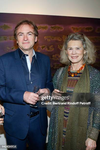 Didier van Cauwelaert and Valerie Laffont attend "Sans Titre" Valerie Gans's Book Signing during "Les Pionnieres" Exhibition at Galerie Pierre-Alain...