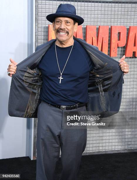 Danny Trejo arrives at the Premiere Of Warner Bros. Pictures' "Rampage" at Microsoft Theater on April 4, 2018 in Los Angeles, California.