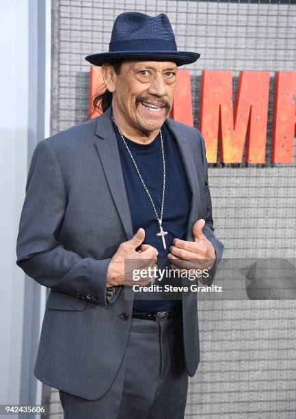 Danny Trejo arrives at the Premiere Of Warner Bros. Pictures' "Rampage" at Microsoft Theater on April 4, 2018 in Los Angeles, California.