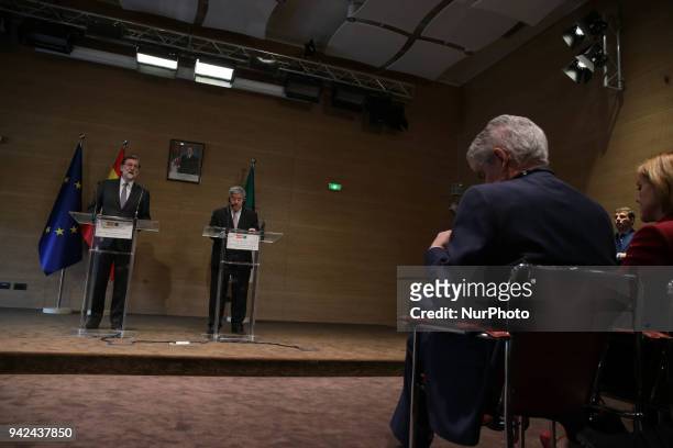 Spanish Prime Minister Mariano Rajoy and Algerian Prime Minister Ahmed Ouyahia attend the seventh session of a high-level Algerian-Spanish bilateral...