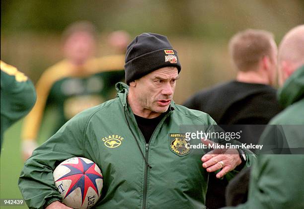 Australia coach Chris Anderson takes contol of training during a Australian training session before the Rugby League World Cup held at the Headingley...