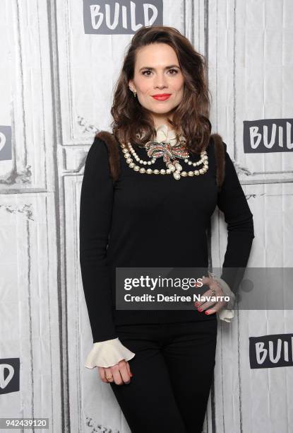 Actress Hayley Atwell visits Build Series to discuss 'Howards End' at Build Studio on April 5, 2018 in New York City.