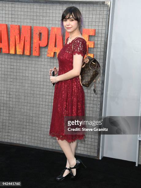 Ilonka Queen arrives at the Premiere Of Warner Bros. Pictures' "Rampage" at Microsoft Theater on April 4, 2018 in Los Angeles, California.
