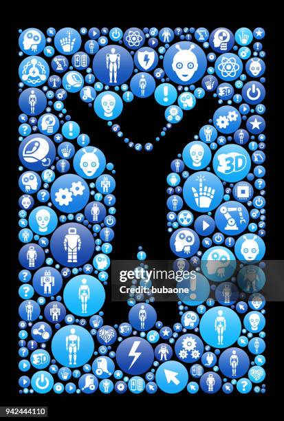 guy robots and robotics blue icon pattern - human exoskeleton stock illustrations