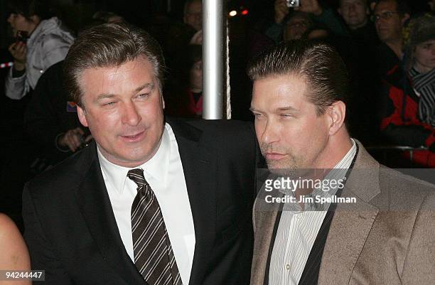 Actors Alec Baldwin and Stephen Baldwin attend the New York premiere of "It's Complicated" at The Paris Theatre on December 9, 2009 in New York City.