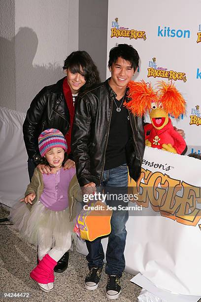 Booboo Stewart and family arrives at the Jim Henson Company's "Fraggle Rock" Holiday Toy Drive Benefit at Kitson on Robertson on December 9, 2009 in...