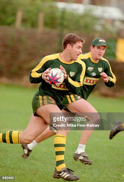 Brad Fittler of Australia in action during a Australian training session before the Rugby League World Cup held at the Headingley Stadium, in Leeds,...