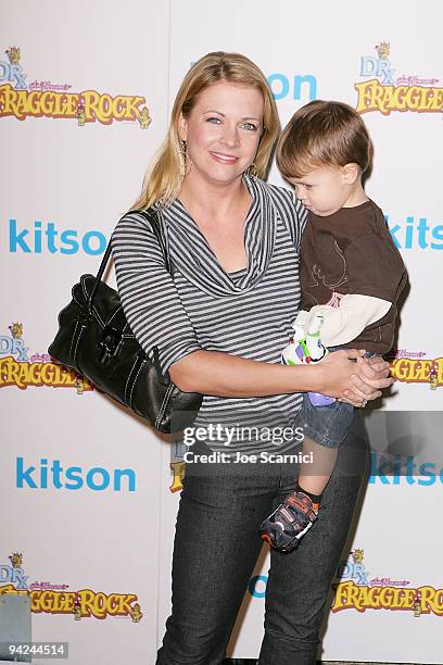 Melissa Joan Hart and son arrives at the Jim Henson Company's "Fraggle Rock" Holiday Toy Drive Benefit at Kitson on Robertson on December 9, 2009 in...