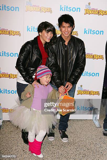 Booboo Stewart and family arrives at the Jim Henson Company's "Fraggle Rock" Holiday Toy Drive Benefit at Kitson on Robertson on December 9, 2009 in...