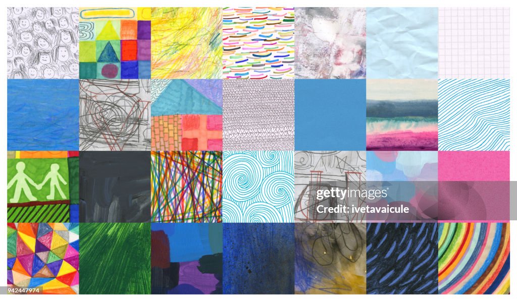 Mixed media background pattern mosaic