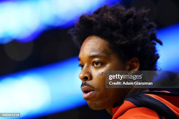 Lucas Nogueira of the Toronto Raptors looks on before a game against the Boston Celtics at TD Garden on March 31, 2018 in Boston, Massachusetts. NOTE...