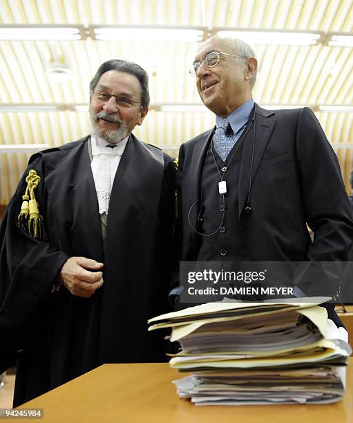 Cesare Zaccone, laywer of Swiss Stephan Schmidheiny and prosecutor Raffaele Guariniello pose on the first day of trial of two-former Eternit...