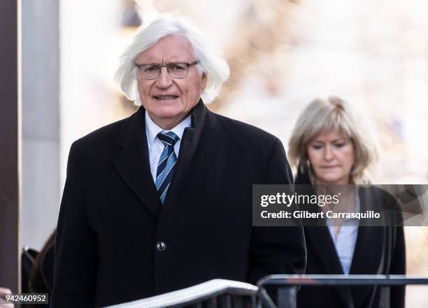 Defense attorneys Thomas Mesereau and Kathleen Bliss leaving the Montgomery County Courthouse after jury selection for Bill Cosby's sexual assault...