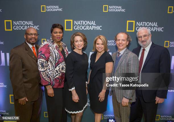 Don Gathers, Rev. Traci Blackmon, Susan Goldberg, Katie Couric, Bruce Cohen and Dr. James Grossman attend National Geographic's screening of "America...