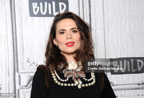 Actress Hayley Atwell visits Build Series to discuss 'Howards End' at Build Studio on April 5, 2018 in New York City.