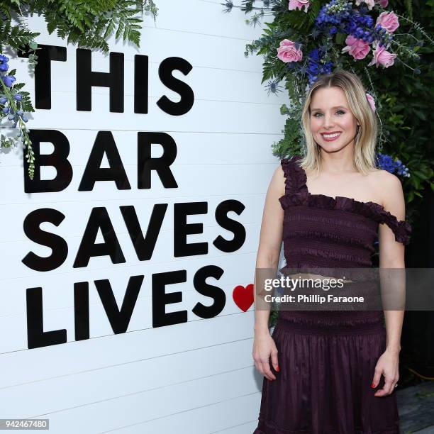 Kristen Bell attends This Bar Saves Lives Press Launch Party at Ysabel on April 5, 2018 in West Hollywood, California.