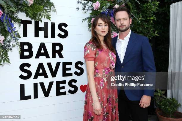 Troian Bellisario and Patrick Adams attend This Bar Saves Lives Press Launch Party at Ysabel on April 5, 2018 in West Hollywood, California.