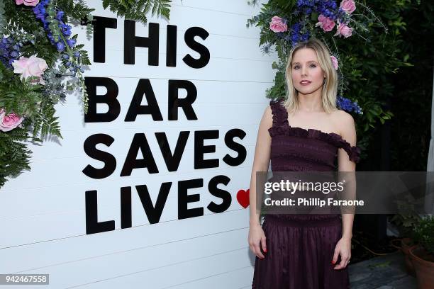 Kristen Bell attends This Bar Saves Lives Press Launch Party at Ysabel on April 5, 2018 in West Hollywood, California.