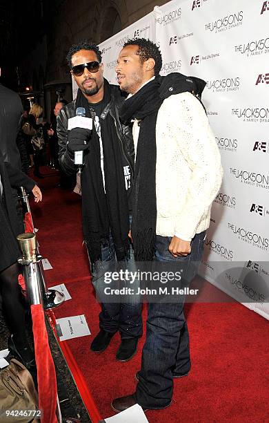 Actors Shawn Wayans and Marion Wayans attend The Jacksons A Family Dynasty launch party presented by A & E at Boulevard3 on December 9, 2009 in...