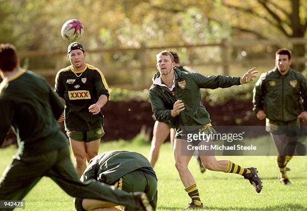 Darren Lockyer of Australia in action during a Australia training session before the Rugby League World Cup held in Leeds, England. \ Mandatory...