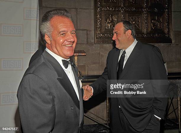 Actor James Gandolfini and Tony Sirico attends the USO 48th annual Armed Forces Gala & Gold Medal dinner at Cipriani 42nd Street on December 9, 2009...