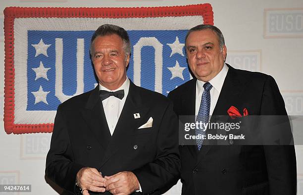 Tony Sirico and Vincent Curatola attends the USO 48th annual Armed Forces Gala & Gold Medal dinner at Cipriani 42nd Street on December 9, 2009 in New...