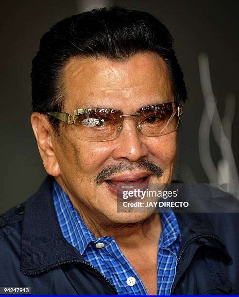 Former Philippine president Joseph Estrada promotes his comeback film, the comedy "Ang Tanging Pamilya" at the ABS-CBN television in Manila on...