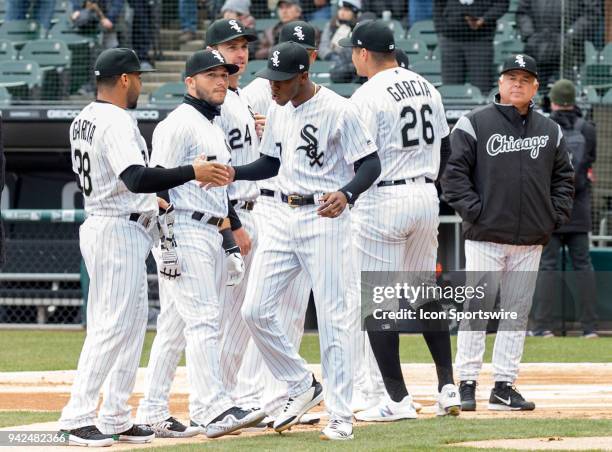 Chicago White Sox center fielder Leury Garcia , Chicago White Sox second baseman Yolmer Sanchez , Chicago White Sox designated hitter Matt Davidson ,...