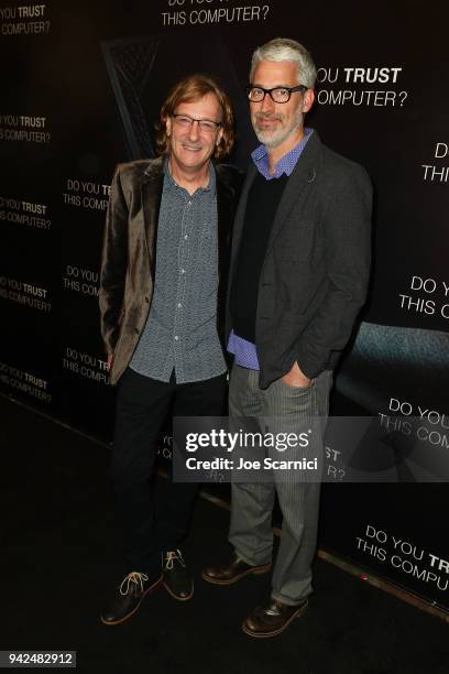 Director Chris Paine and Mark Monroe arrive at the "Do You Trust This Computer" premiere at Regency Village Theatre on April 5, 2018 in Westwood,...
