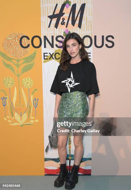 Rainey Qualley attends the H&M celebration of 2018 Conscious Exclusive collection at John Lautner's Harvey House on April 5, 2018 in Los Angeles,...