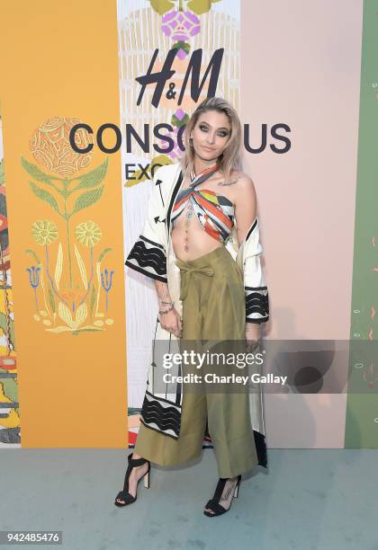 Paris Jackson attends the H&M celebration of 2018 Conscious Exclusive collection at John Lautner's Harvey House on April 5, 2018 in Los Angeles,...