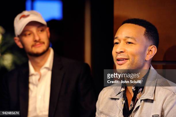 Director Mishka and John Legend attend the John Legend and Google premiere of his new music video 'A Good Night,' filmed entirely on Google Pixel 2...