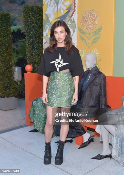 Rainey Qualley attends the H&M celebration of 2018 Conscious Exclusive collection at John Lautner's Harvey House on April 5, 2018 in Los Angeles,...
