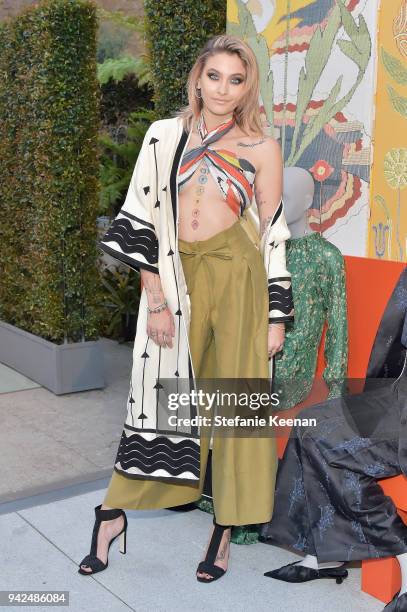 Paris Jackson attends the H&M celebration of 2018 Conscious Exclusive collection at John Lautner's Harvey House on April 5, 2018 in Los Angeles,...