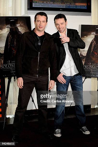 Actor James Purefoy and director Michael J. Basset attend "Solomon Kane" photocall at ME Hotel on December 10, 2009 in Madrid, Spain.