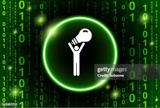 man & lightbulb binary code vector pattern background - binary code lightbulb stock illustrations