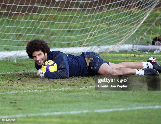 David James makes a save during a Portsmouth FC training session at their Eastleigh training ground on December 10, 2009 in Eastleigh, England.